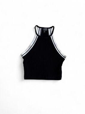 TopShop black and white stripe cotton crop top Size 2